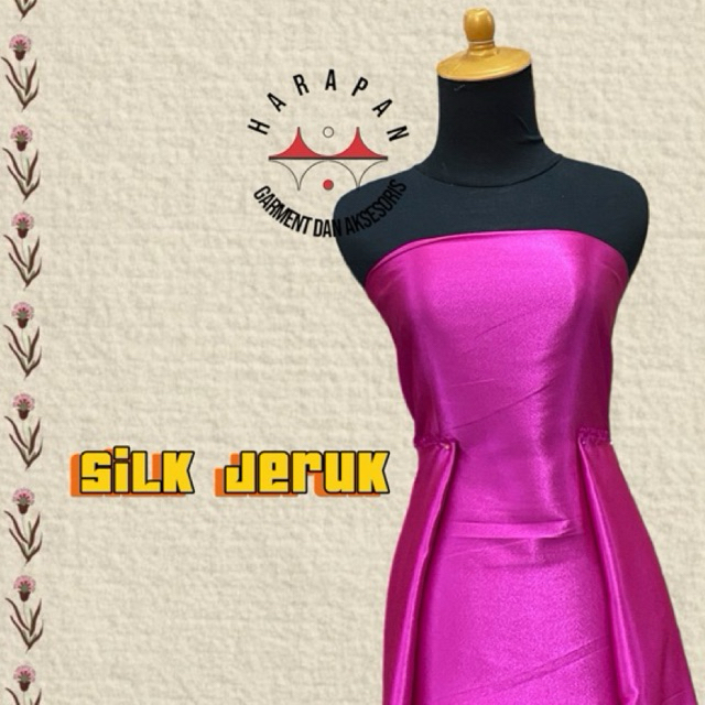 Kain Silk Jeruk Kain Satin Kain Baju Kain Meteran Kain Glamor Mengkilap Kain Silk Polos / Meter