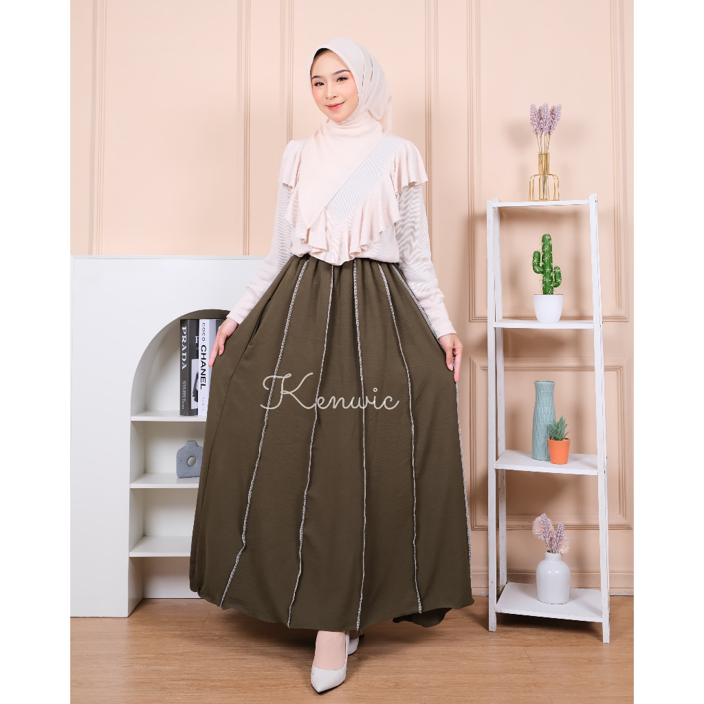 Rok wanita ootd selebgram // Rok remaja kasual bahan crinkle airflow //