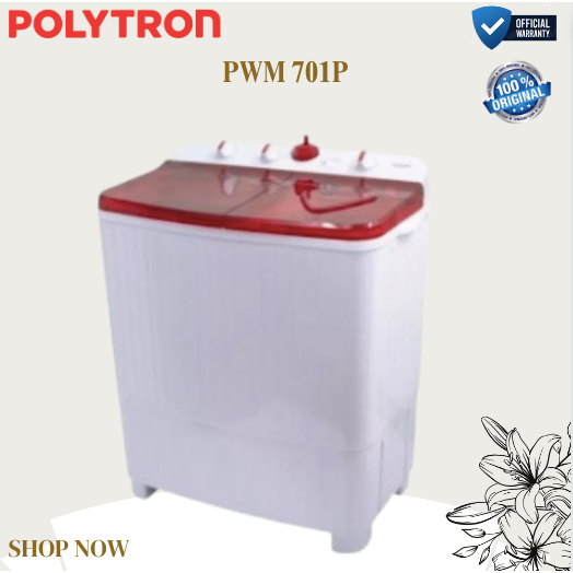 POLYTRON MESIN CUCI 2 TABUNG PWM-701P 7KG/PWM-701P/PWM 701P/PWM701P/POLYTRON ORIGINAL BERGARANSI