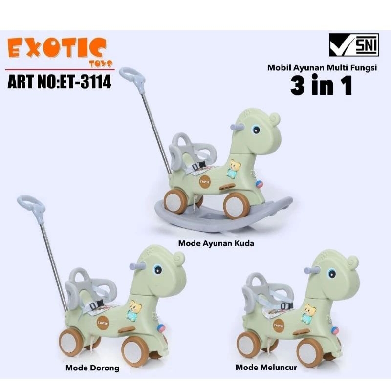Ride on rocking horse 3in1 exotic ET 3114