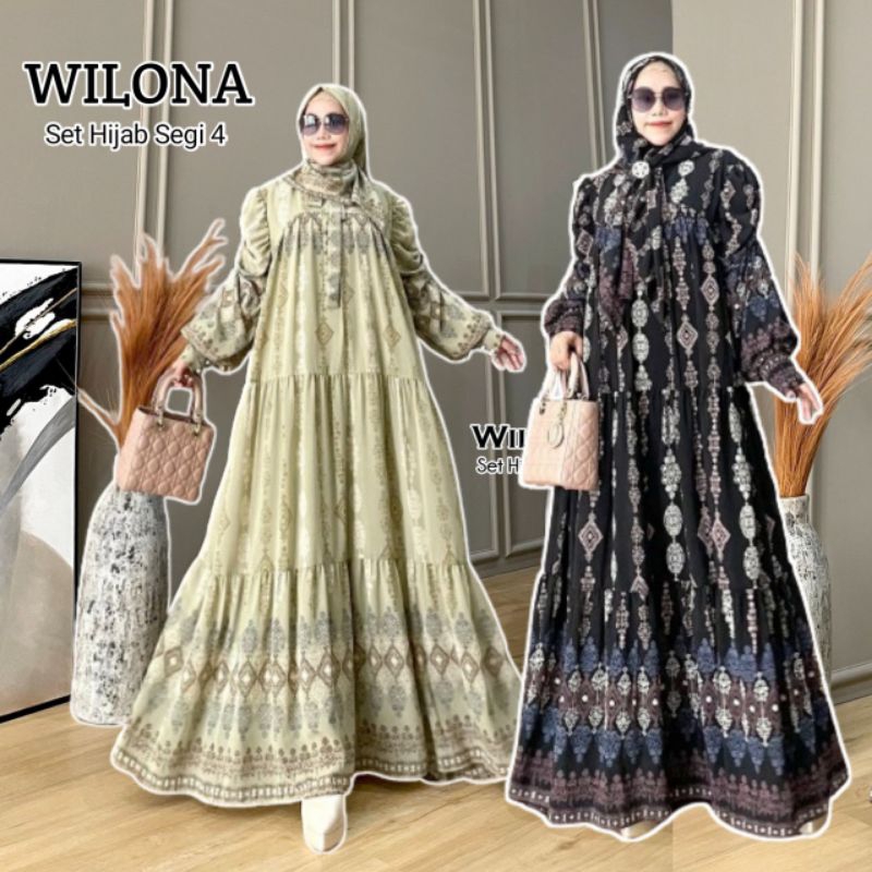 Baju Brukat kondangan dress mewah maxi ANDINI bahan Brokat Lapis Moscrepe Ukuran L gamis 2024 Model 