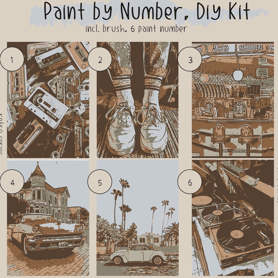 

KODE F67V Paint By Number Kit A3 RETRO SERIES