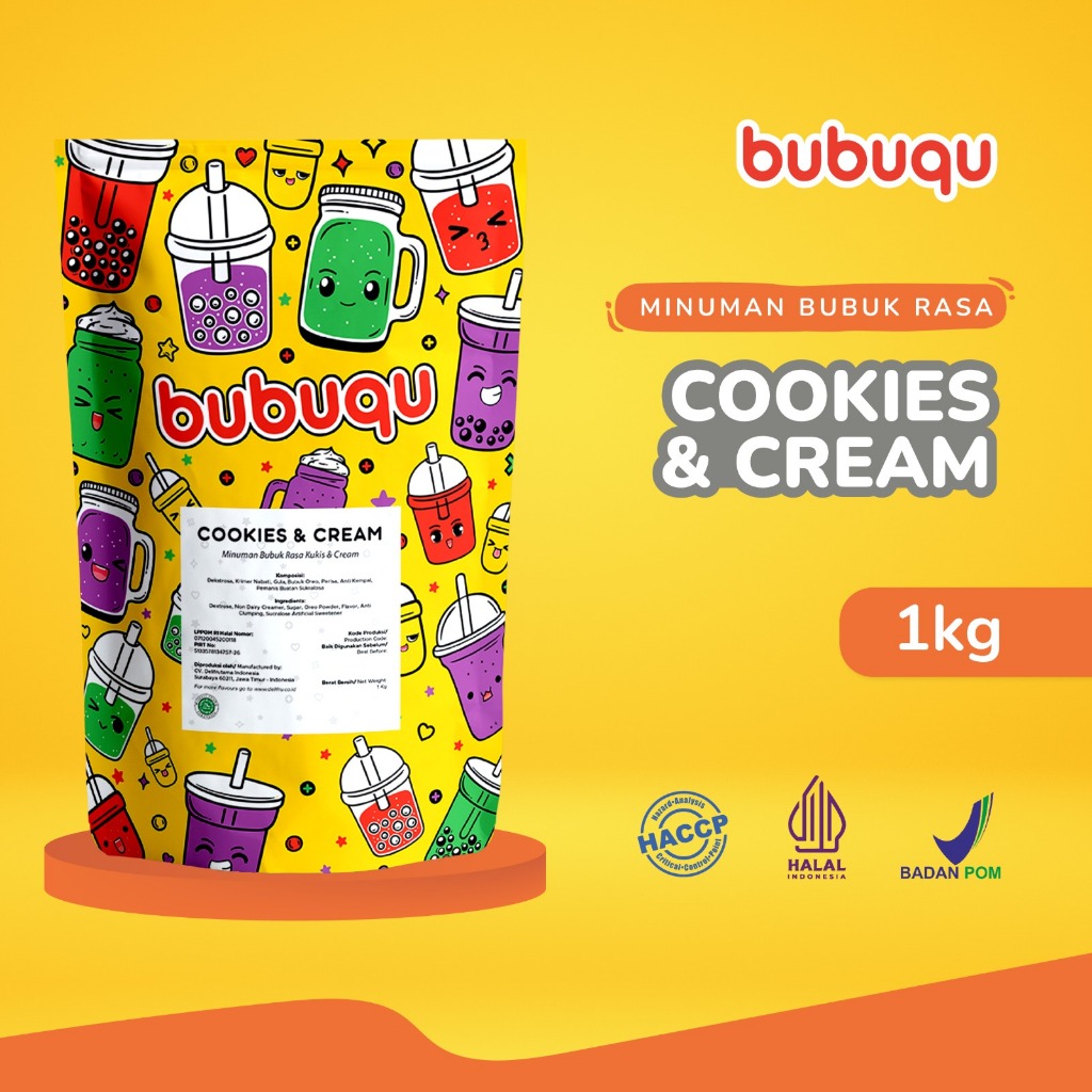 

Bubuqu Cookies & Cream Powder Drink 1 Kg - Bubuk Minuman Kue & Krim