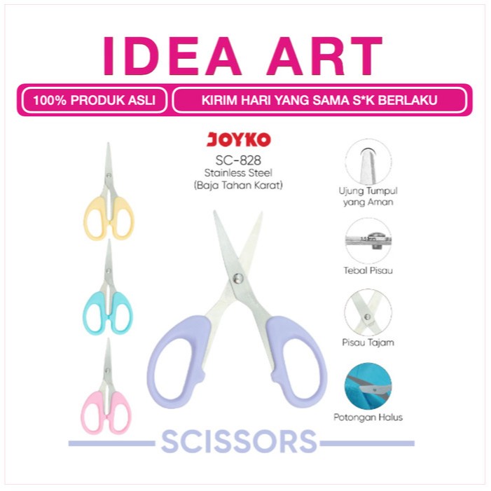 

Gunting Scissors Joyko Stainless Tajam 12 cm SC-828 PTL Warna Pastel Harga Satuan