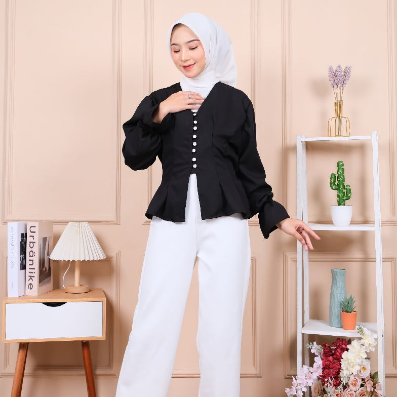 Larissa Top / Blouse Wanita Korea / Kemeja Blouse Korea Hijab Friendly / Kemeja Atasan Wanita