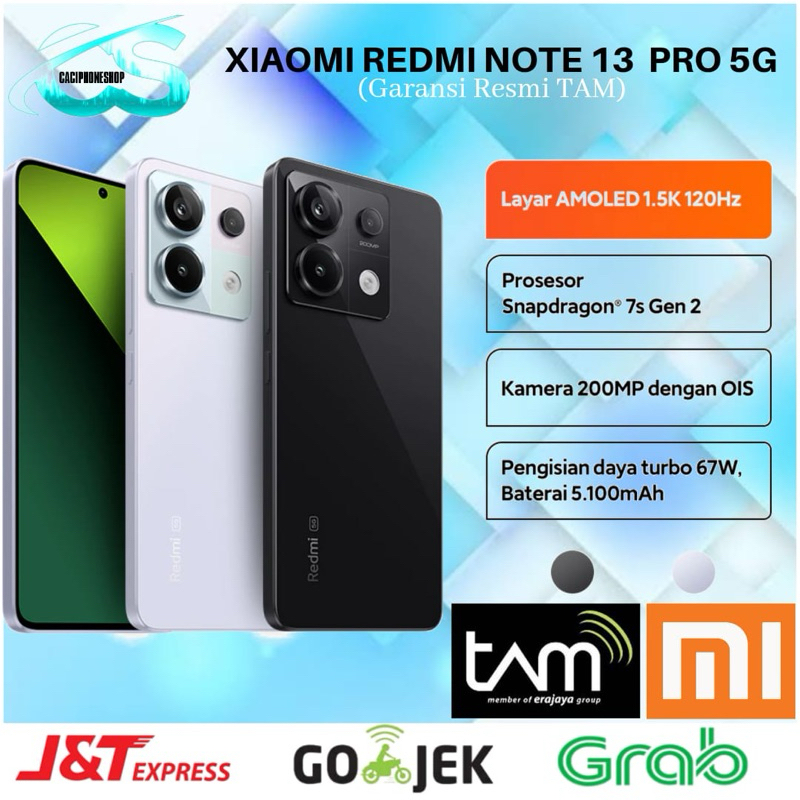 Xiaomi Redmi Note 13 Pro 5G TAM Ram 8GB Rom 256GB 8/256GB Garansi Resmi Xiaomi