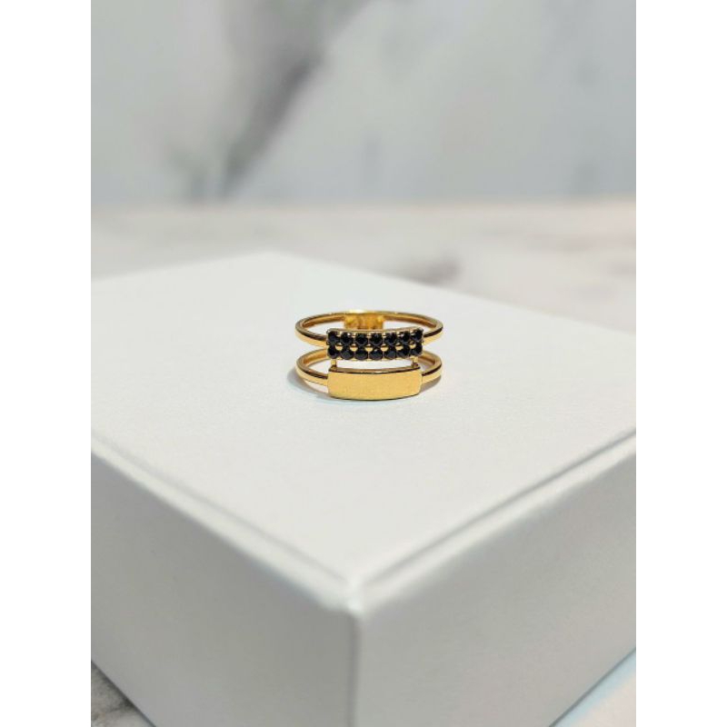 Cincin Emas Fashion Zircon Hitam 2.59 Gram Size 10 750 17k (CH220)