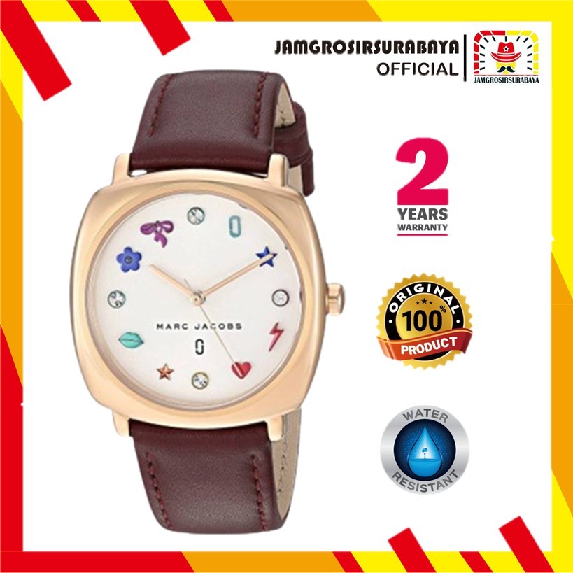 PROMO Jam Tangan Wanita Marc Jacobs / Marc Jacob MJ1598 / MJ 1598 Mandy Silver Dial Brown Leather Or