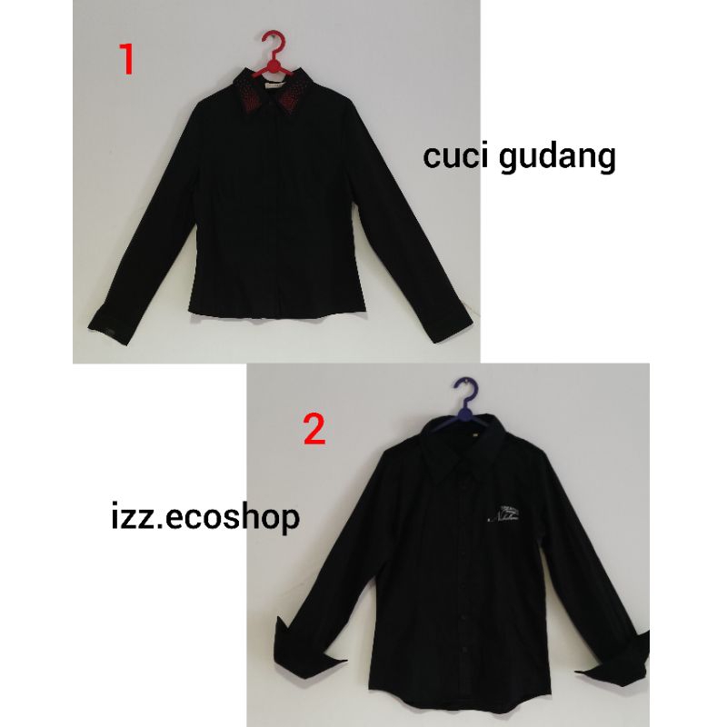 *CUCI GUDANG*kemeja hitam,kemeja perempuan,baju wanita,pakaian wanita,atasan wanita,kemeja brokat,ke