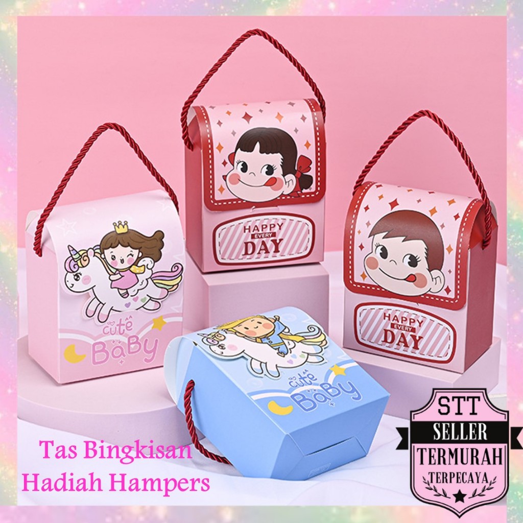 

STT Tas Bingkisan Hadiah Hampers Ulang Tahun Anak Goodie Bag Ulang Tahun Anak Motif Kartun Kotak Souvenir Kantong Tentengan Bingkisan Paper Bag Kertas