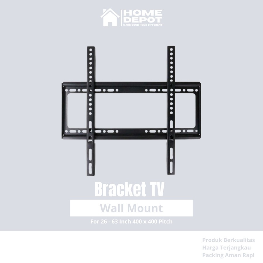 Bracket Tv 26 - 63 Inch 400 x 400 Pitch 2.5cm Dengan Set Baut Fisher