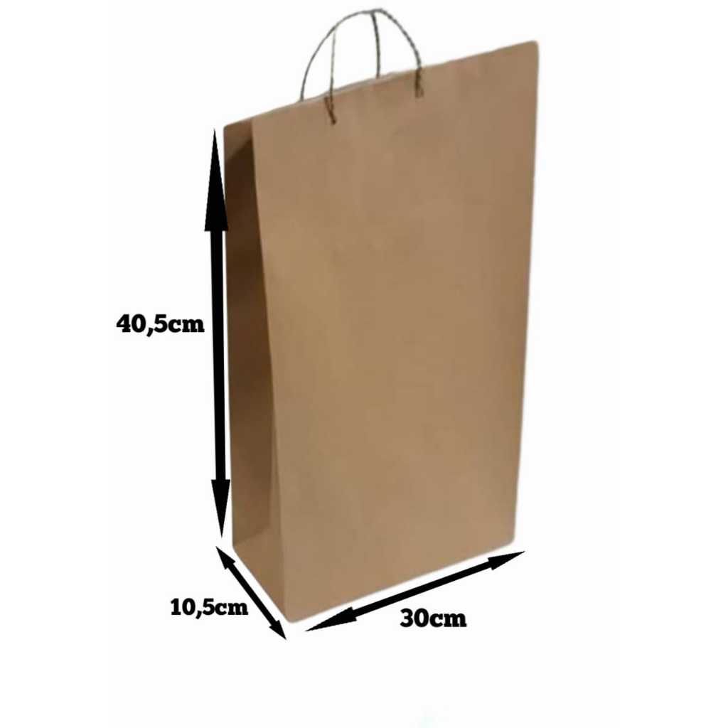 

Paper Bag Coklat 30x10,5x40,5 Bahan Kraft Craft All Size Bahan Daur Ulang Eco Friendly Tebal Ukuran Sovenir Kado Wedding Tas Belanja
