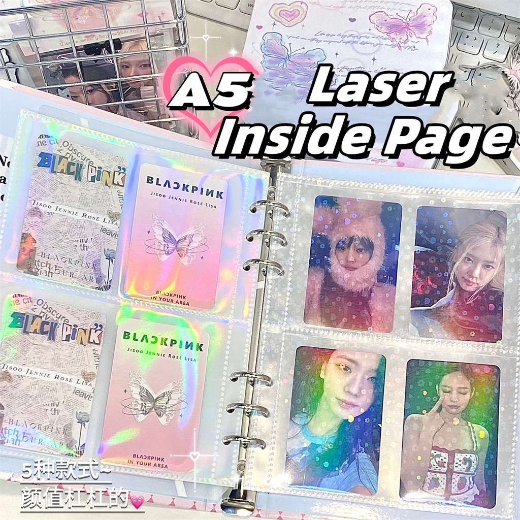 Hologram Photo Sleeve Binder 4 Pocket Photo Card A5 untuk Binder 6 Ring Photo Card PC / MPC isi 5pcs