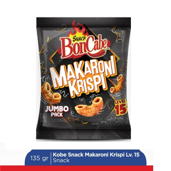 

Kobe Snack Bon Cabe Level 15 Kerupuk Makaroni Krispi Pedas 135 gr