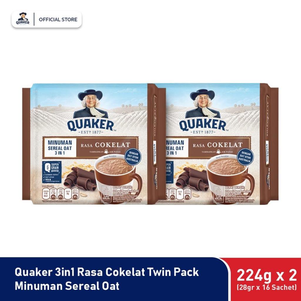 

Quaker 3in1 Chocolate Polybag 224g Minuman Sereal Oats (Isi 8 sachet) x2