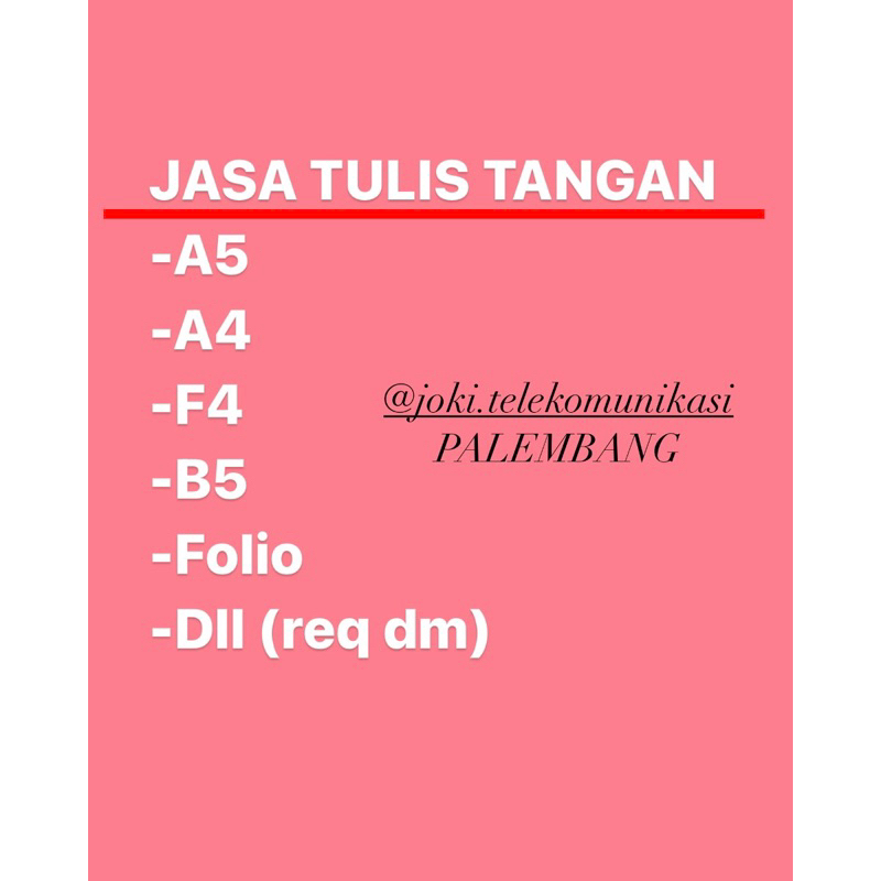 

Joki Tulis Tangan Palembang (A4, A5, F4, B5, Folio)
