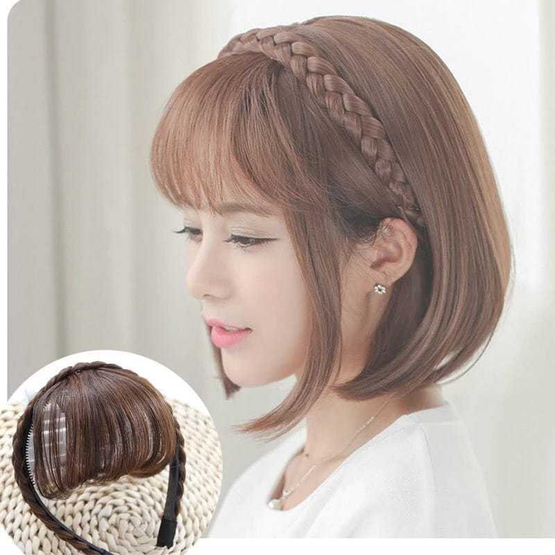 familygames PONI BANDO KEPANG wig poni rambut palsu kepang tulang ikan hairklip bando poni korea K04