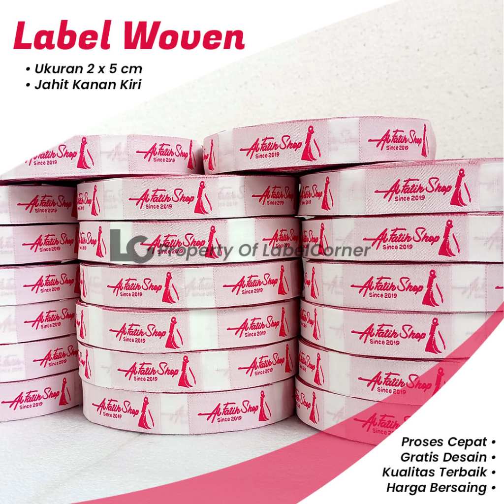 

Label Woven Damask Premium Label Baju Tenun Custom Nama Merek Satuan Murah label Bordir Label Tenun, Label Hijab,Labe l Baju Label Tas, Label Sepatu Kualitas Bagus Halus dan Lembut Tidak Gatal dan Tidak Luntur Harga Pabrik