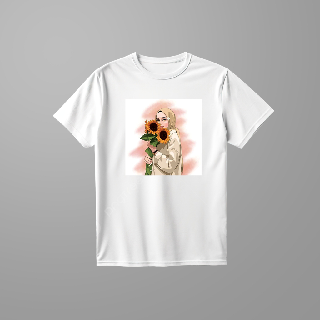 MKT00294 - KAOS DEWASA  MOTIF CEWE BUNGA MATAHARI TERBARU