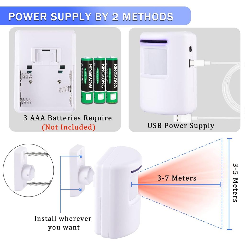 & Garansi Bel Pintu Nirkabel PIR Sensor Inframerah Detektor Gerak Masuk Bel Pintu Alarm W/Receiver &