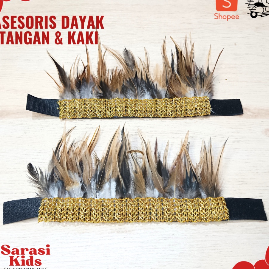 Penjualan TerbaikCOD Aksesoris bulu dayak gelang bulu dayak tangan dan kaki bulu adat dayak bulu aya
