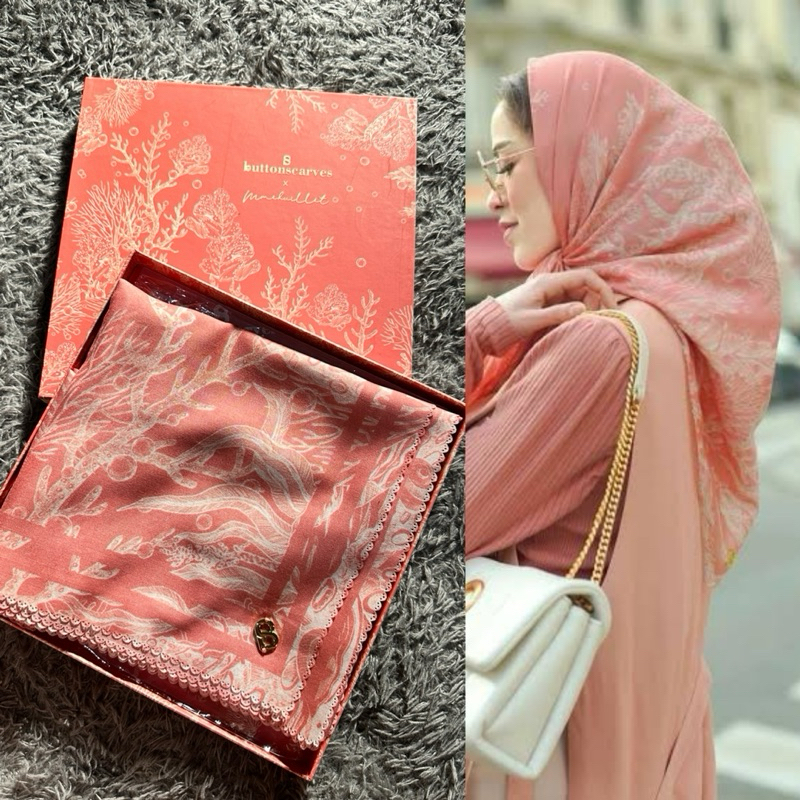 ❌SOLD❌ PRELOVED SCARF BUTTONSCARVES ELMAR MINORCA CORAL