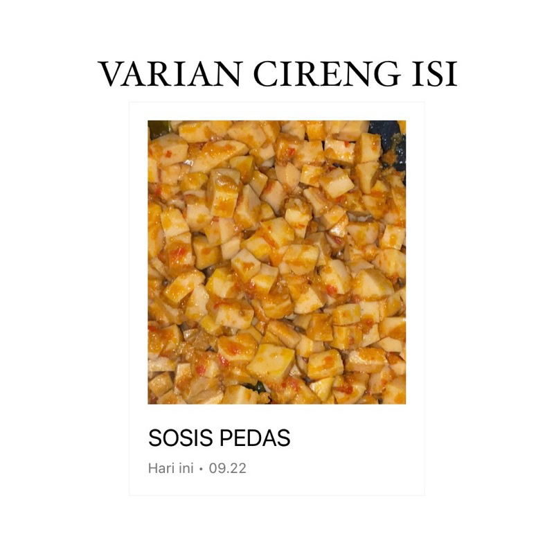 

CIRENG JUMBO ISI SOSIS PEDAS