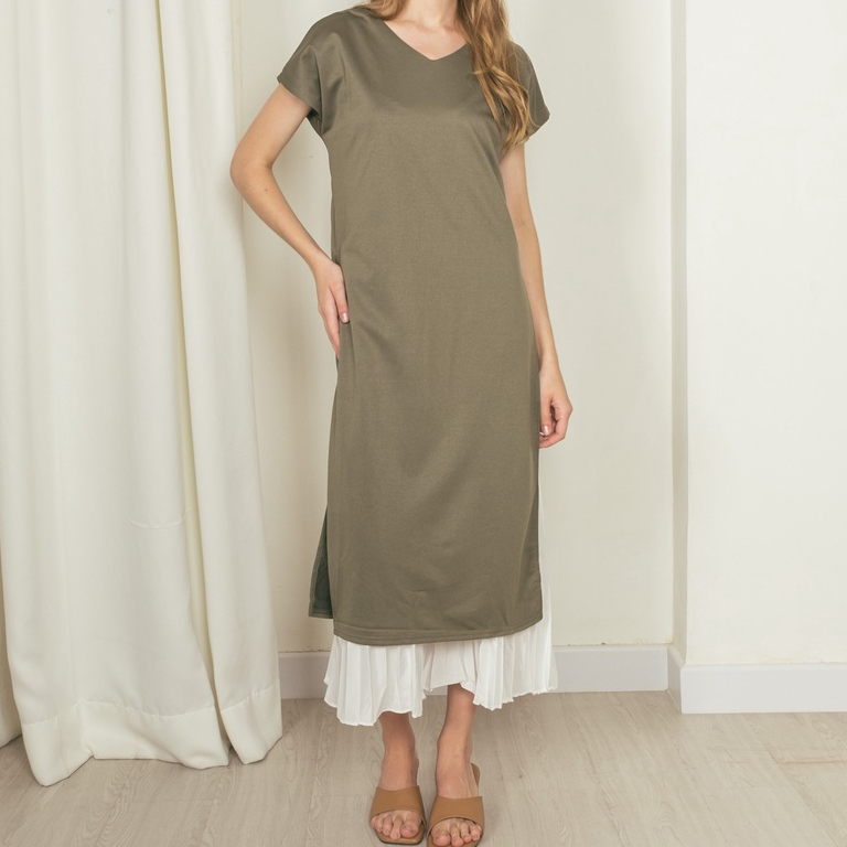Girlstudio Gaun Panjang Valda Dress Korean Style - Army 503035