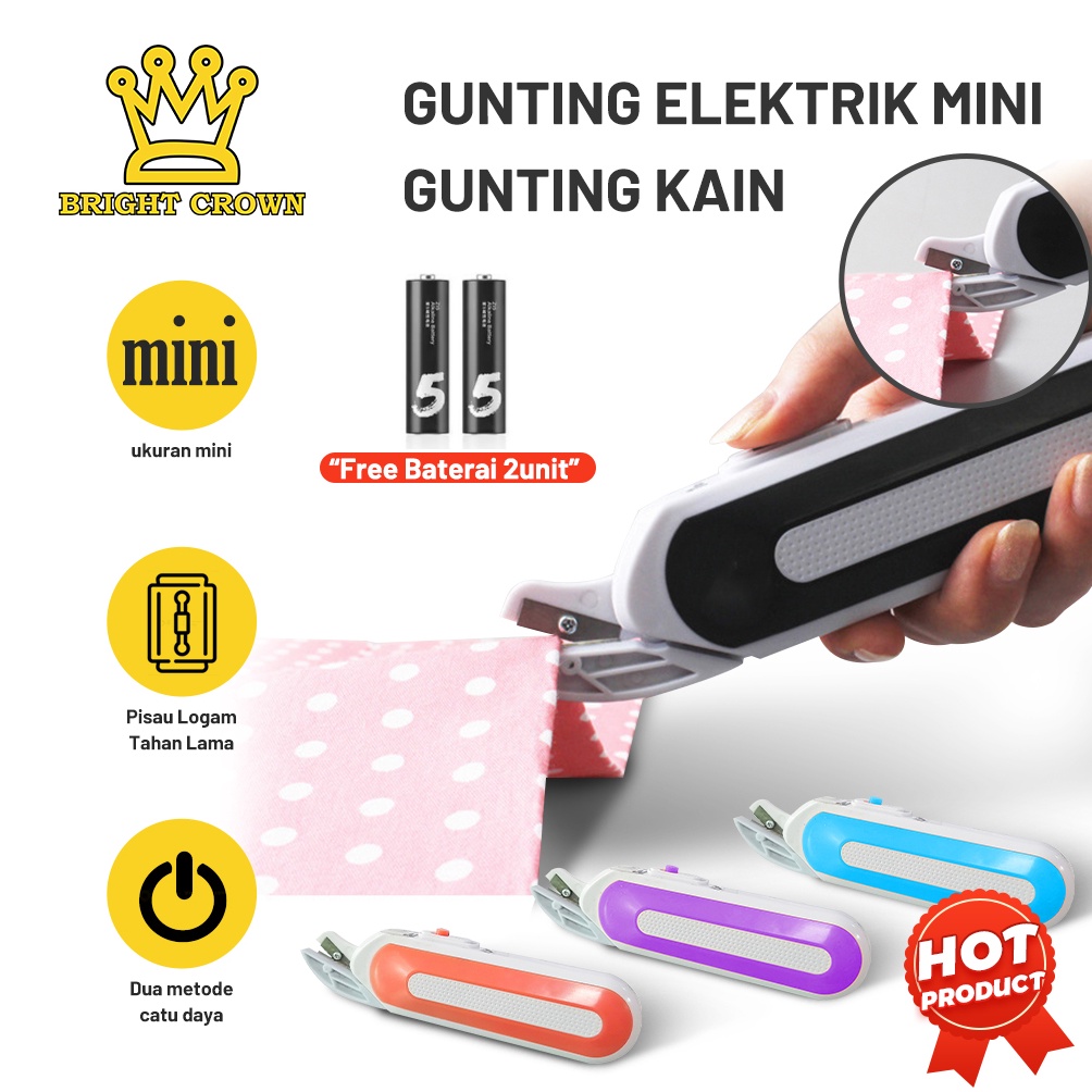 

KODE I25L Bright Crown Gunting Kain Mini Elektik Portable Rechargeable Gunting Listrik Mini Multifungsi Free 2 Baterai Cutting Machine Electric Scissor Cutter