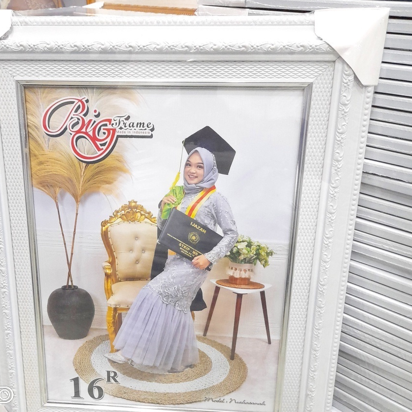 COD. 16R Doble 30x40cm (16"x12") BINGKAI PUTIH UKIR PREMIUM
