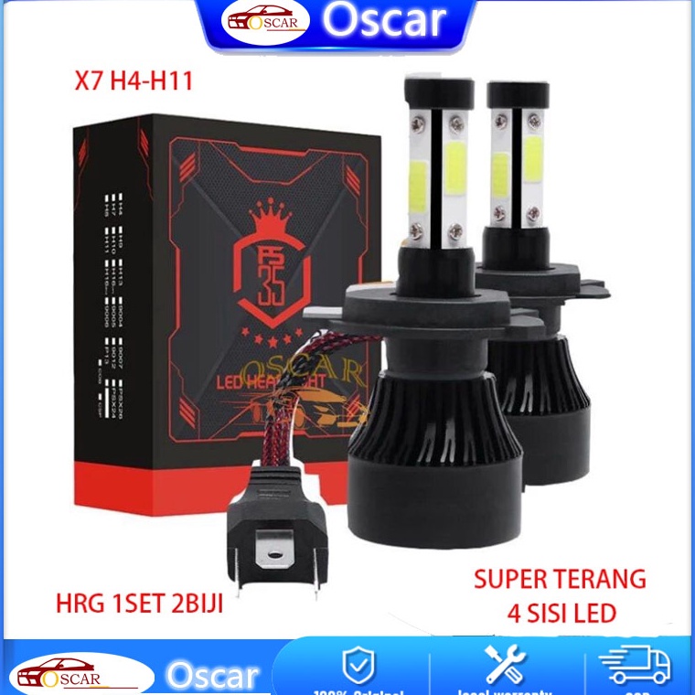 2PCS Lampu LED Depan Mobil X7 H4 H11 Lampu Utama Mobil Super Terang ART HC4