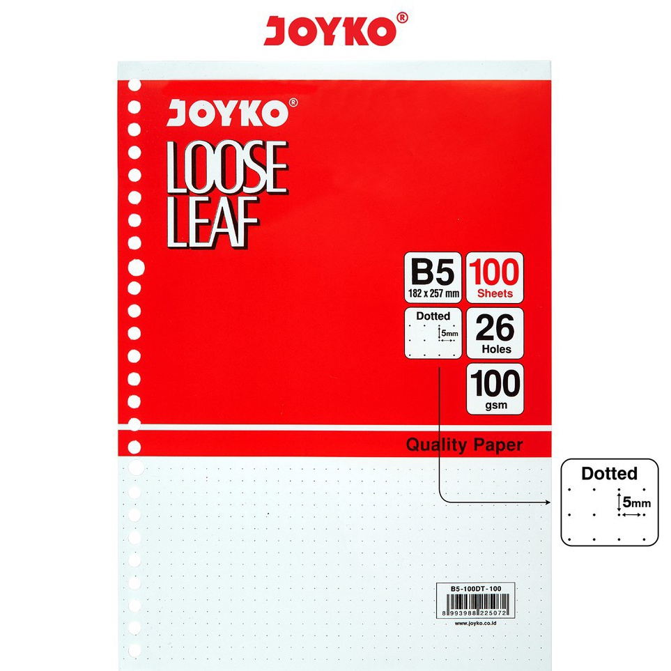 

Diskon Untung Loose Leaf B5 26 Lubang Joyko Dot Grid Plain 1 Lembar