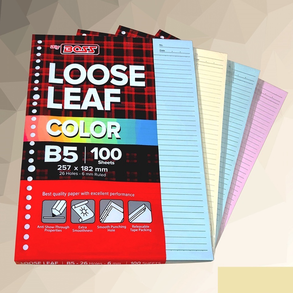 

Dijamin Asli Big Boss Loose Leaf B5 1 Lembar Rainbow Kertas Binder