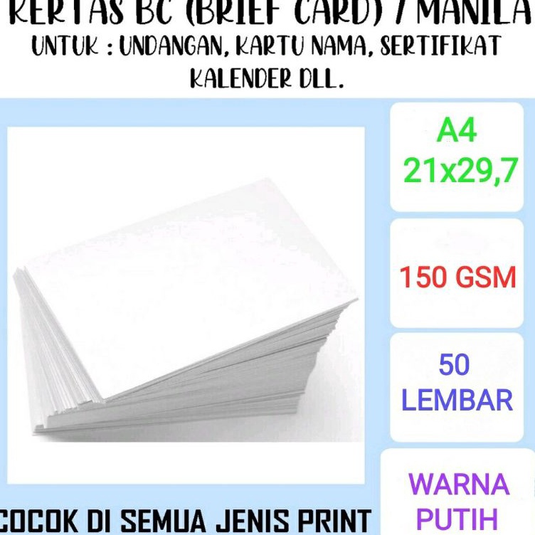 

Super Berhadiah Brief Card BC 15 GSM A4 isi 5 lembar Kertas Manila Buku Gambar 15 gram