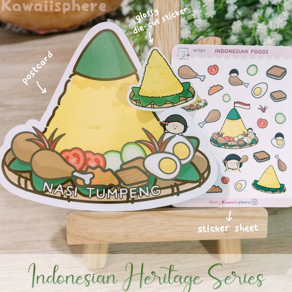 

Bonus Bubble Nasi Tumpeng Postcard Gotochi Sticker Kawaiisphere Indonesian Heritage Series Kartu Pos