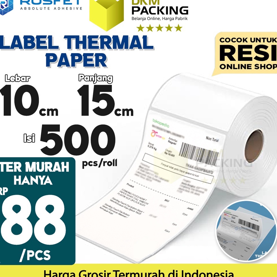 

Produk Update Label Stiker Thermal Paper A6 1x15mm 1x15 cm Sticker Barcode Resi RUSFET TERMURAH