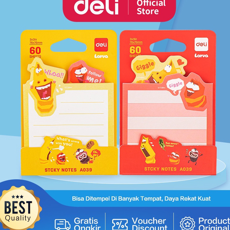 

Top Limited Deli Larva Sticky Notes Memo Tempel 76 x 76 mm 6 Lembar 2 Warna Lem Kuat EA39