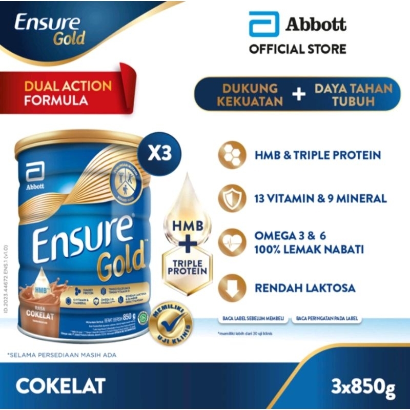 

ENSURE GOLD COKELAT 800GR 3x