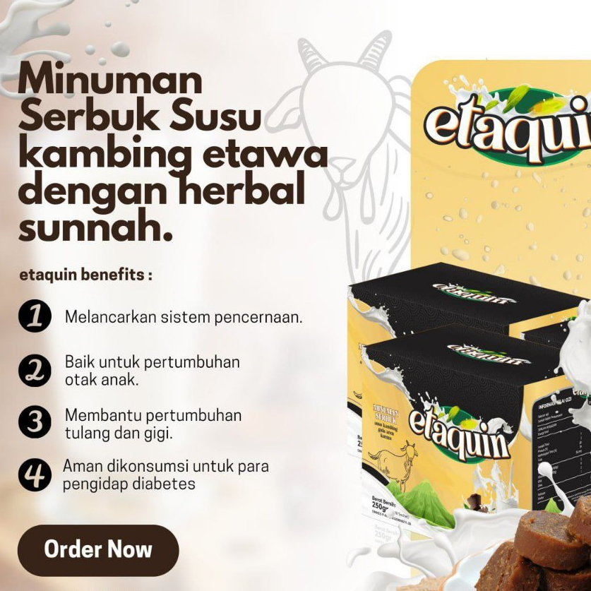 

ETAQUIN - Susu Kambing Etawa Bubuk Berkualitas dengan Harga Murah Baik untuk Kesehatan