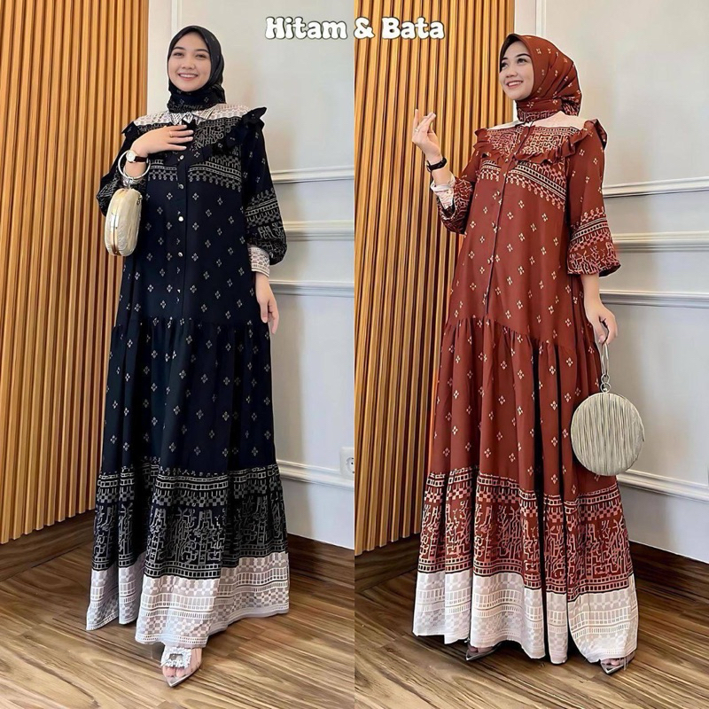 Ross Shop - Raisa Gamis Set Hijab - Gamis Rayon Premium - Gamis Klok Free Hijab