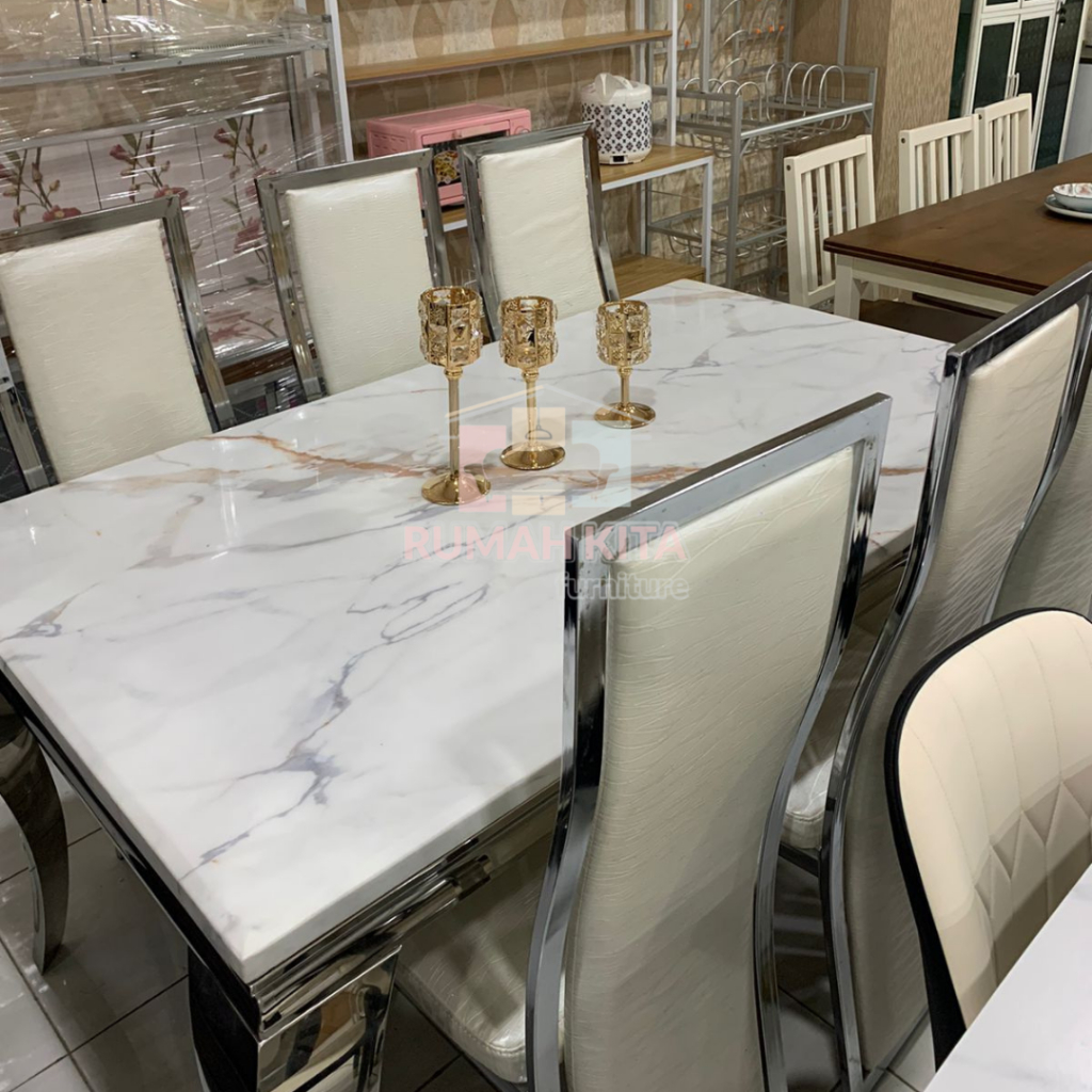 Meja Makan Marmer 6 Kursi