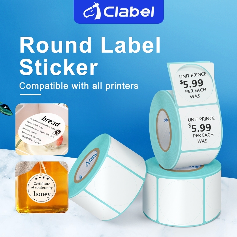 

CLABEL Kertas Label Sticker Round Thermal Waterproof Coating