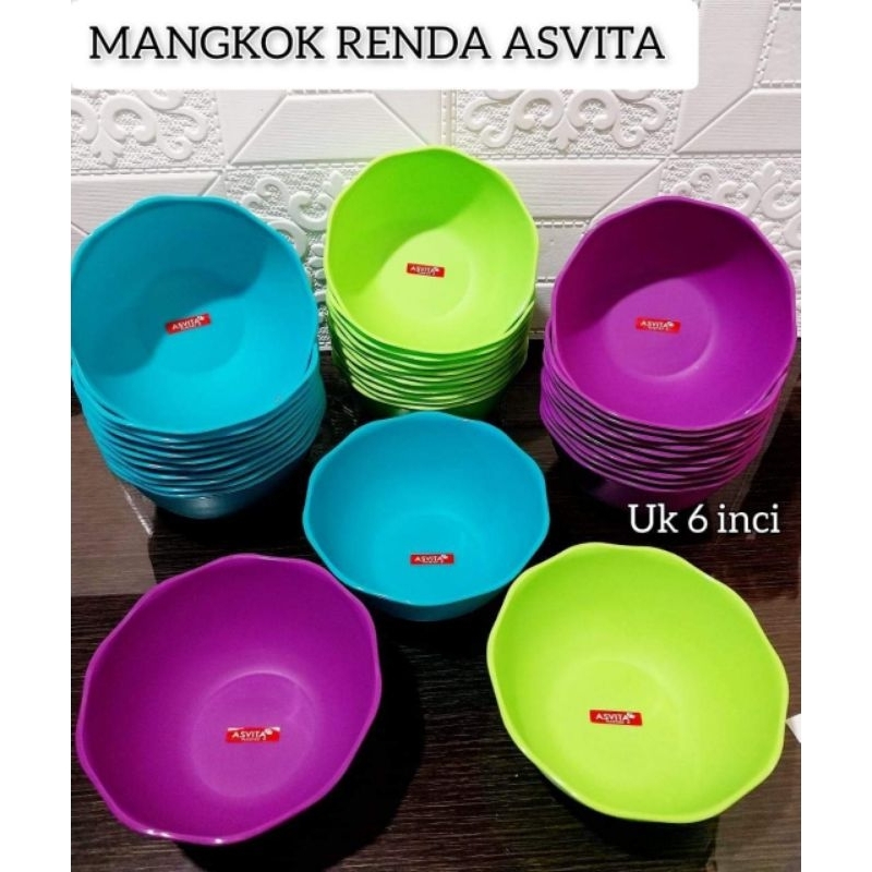 MANGKOK BULAT RENDA PLASTIK ASVITA 1 LUSIN MANGKOK BAKSO