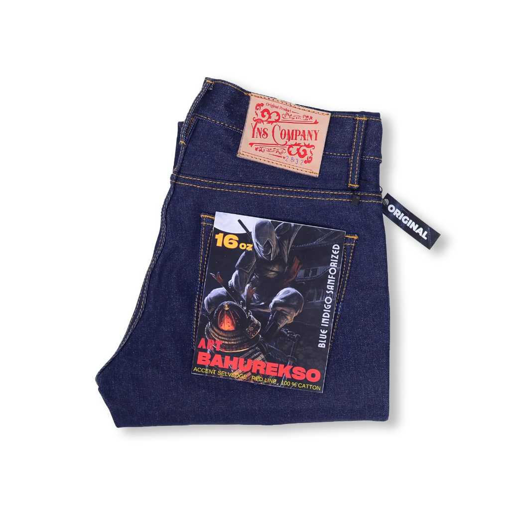 YNS COMPANY - ART BAHUREKSO - Celana Jeans Pria Selvedge Accent 16 Oz Blue Indigo