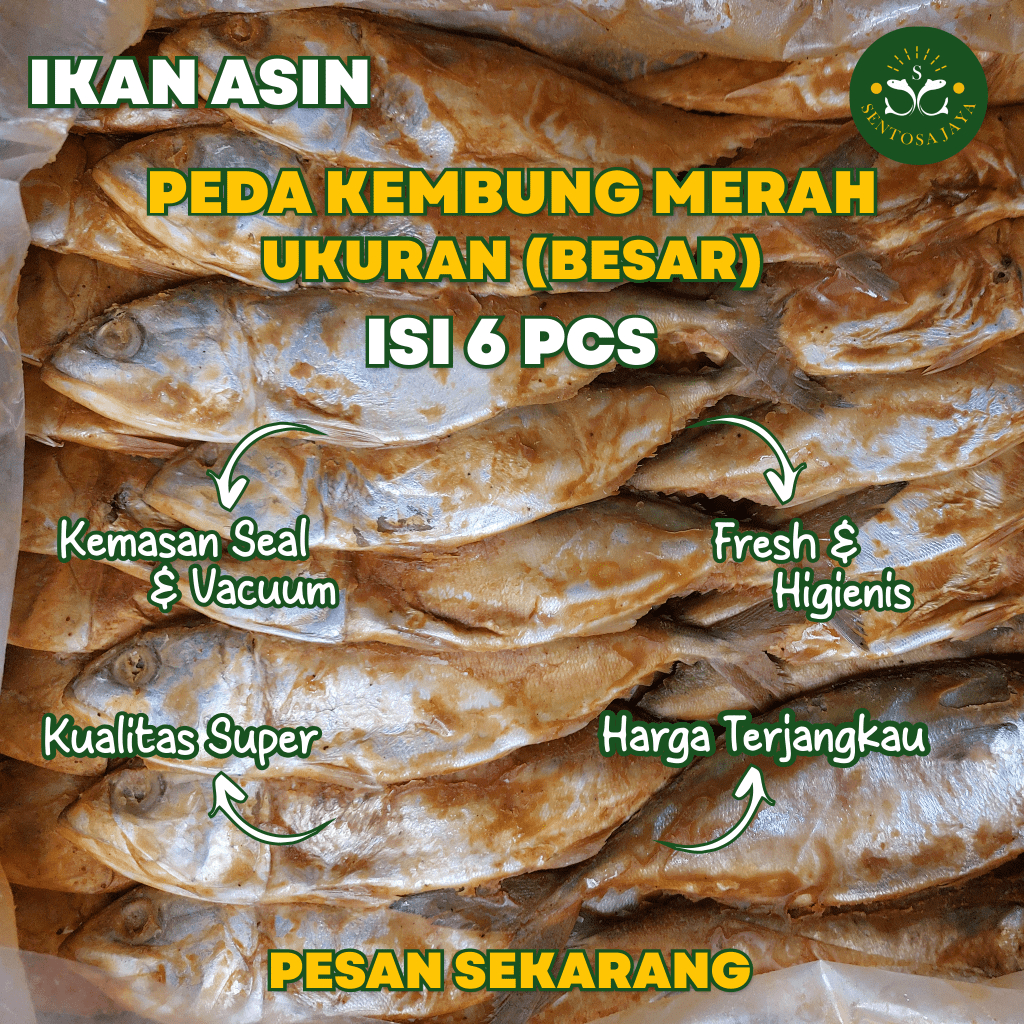 

Ikan Asin Peda Kembung Merah isi 6 pcs Ukuran (Besar) Peda Merah Kembung Besar