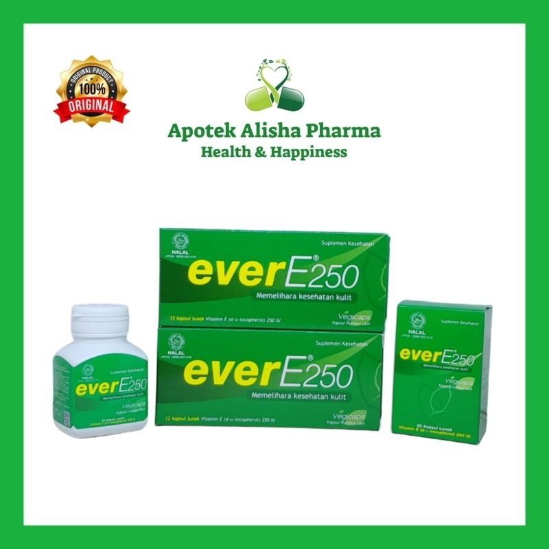 Ever E 250 Soft Kapsul Konimex - EverE Kapsul Suplemen Kecantikan Kulit / Vitamin E Alami Rumput Lau