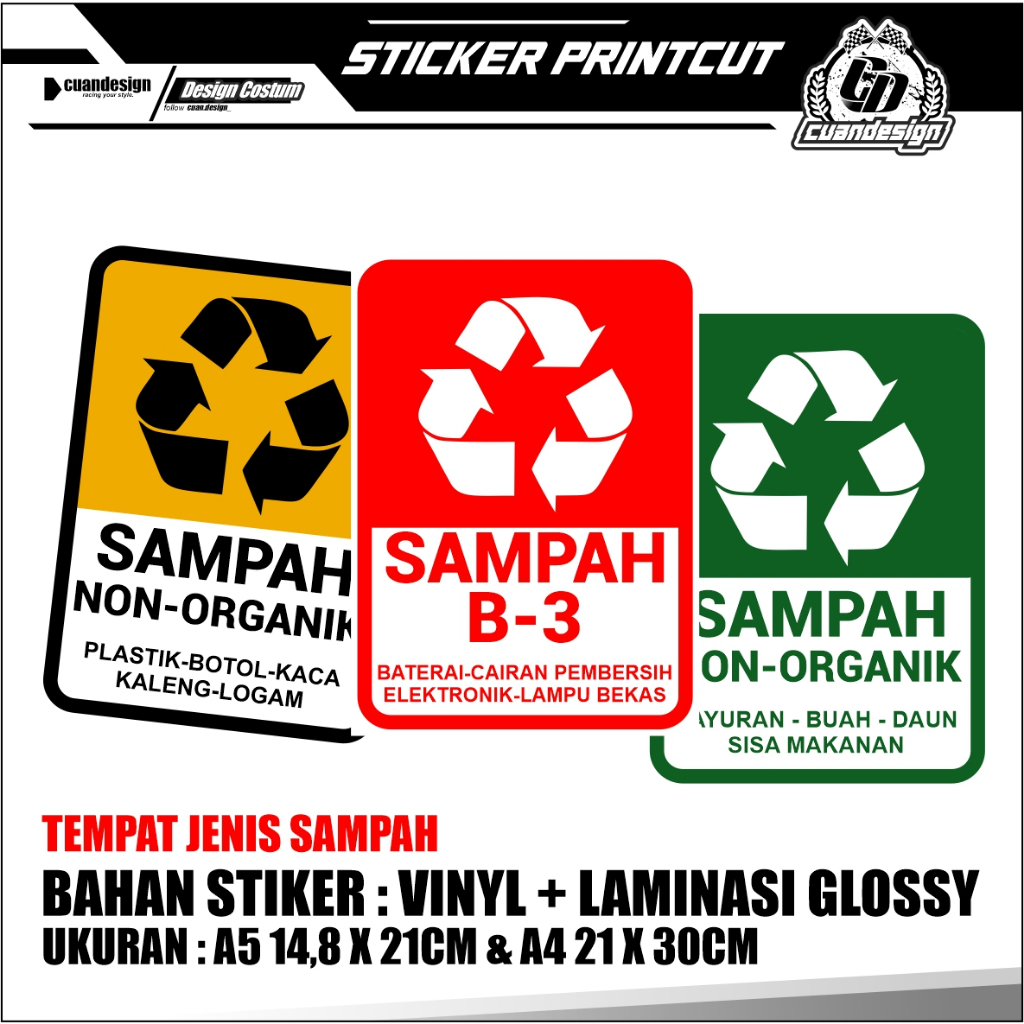 

STIKER STICKER PENANDA TEMPAT JENIS SAMPAH | BAHAN VINYL + LAMINASI GLOSSY