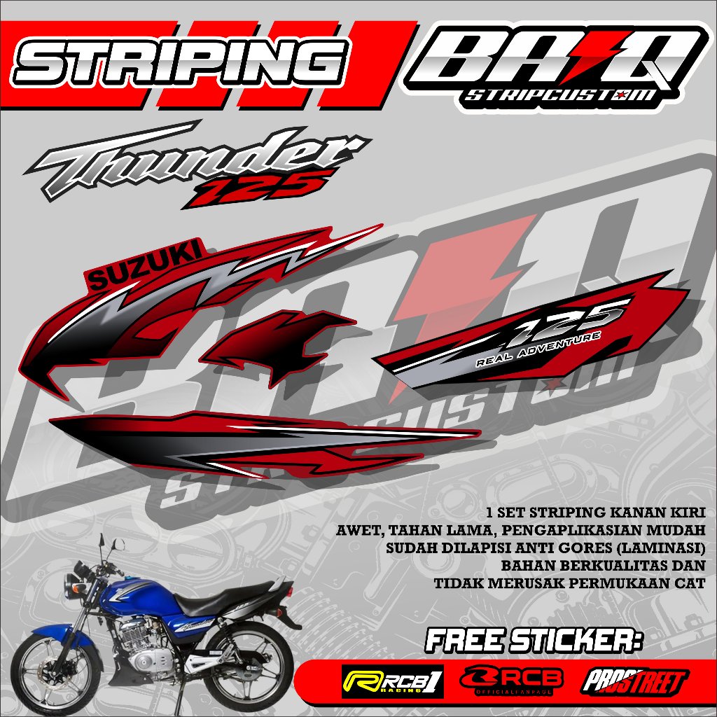 STICKER STRIPING SUZUKI THUNDER 125 - STICKER STRIPING SUZUKI THUNDER 125 MOTIF RACING SIMPLE