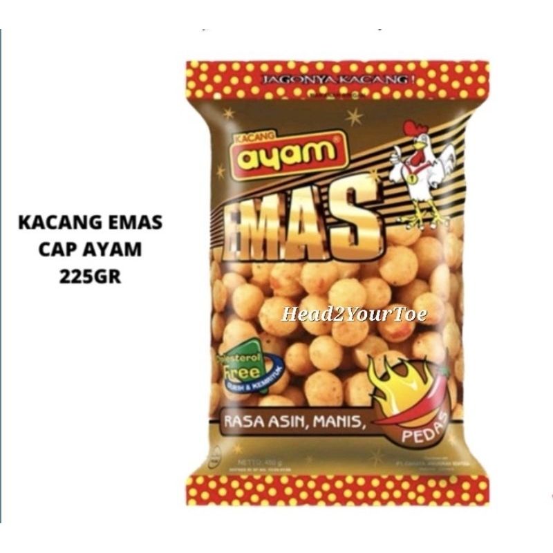 

Kacang Ayam Emas Rasa Asin Manis Pedas Ole Ole Khas Makassar 225gr