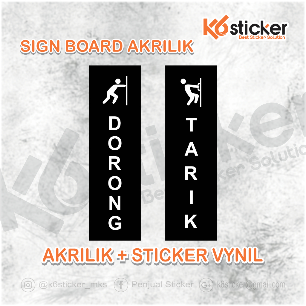SIGN BOARD AKRILIK TARIK DORONG Sign "Tarik & Dorong" Sign label Acrylic